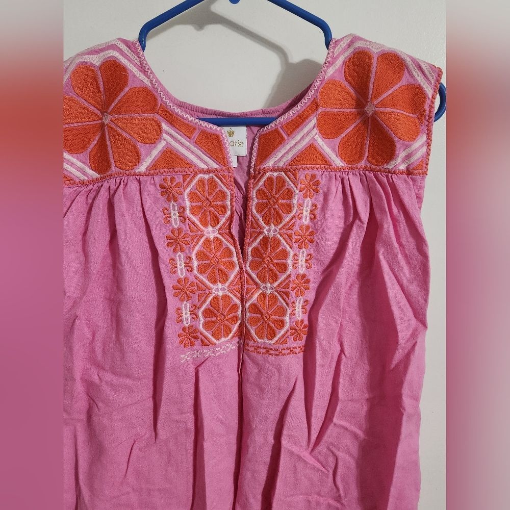J.marie jm2023 Ember Top V Neck Embroidered Blouse PINK  size S - Picture 4 of 7